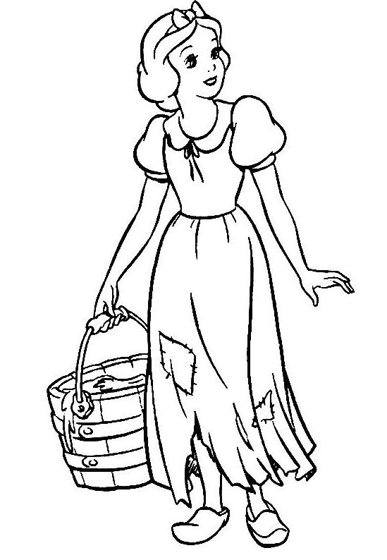 coloriage blanche neige avec un seau